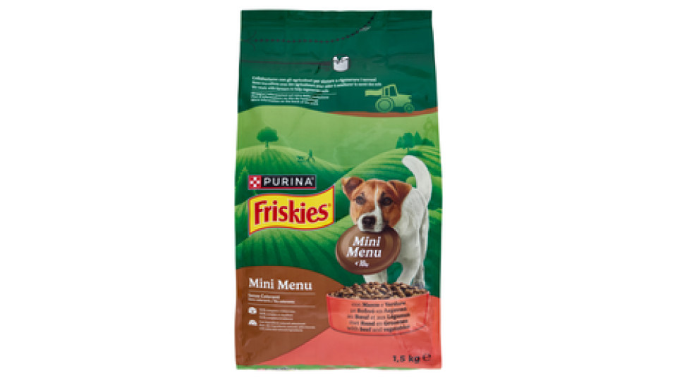 PURINA FRISKIES Cane Crocchette Mini Menu per cani <12kg con manzo