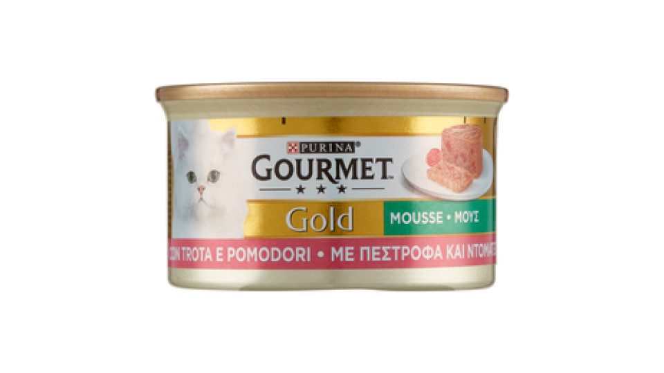 PURINA GOURMET Gold Gatto Mousse con Verdure con Trota e deliziosi Pomodori lattina