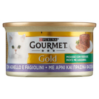 PURINA GOURMET Gold Gatto Mousse con Verdure con Agnello e squisiti Fagiolini lattina