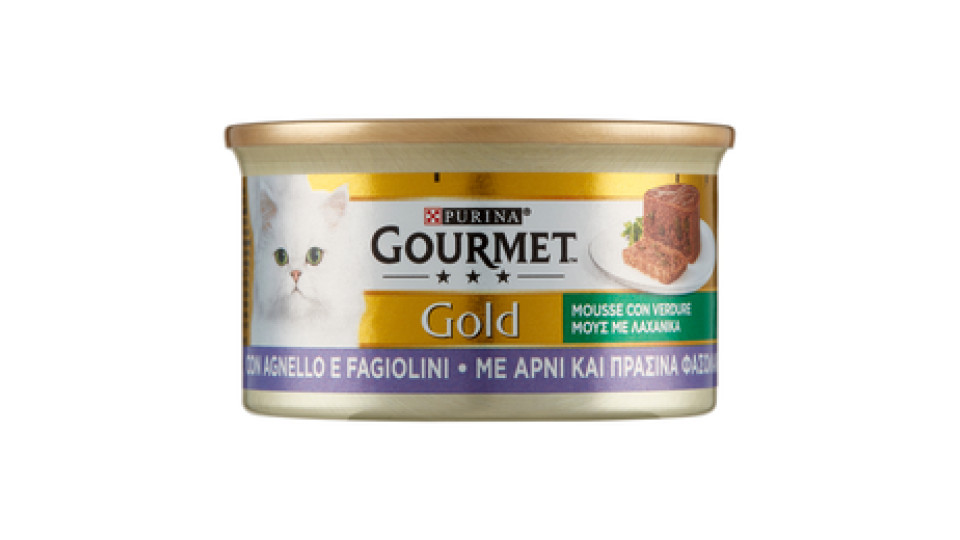 PURINA GOURMET Gold Gatto Mousse con Verdure con Agnello e squisiti Fagiolini lattina