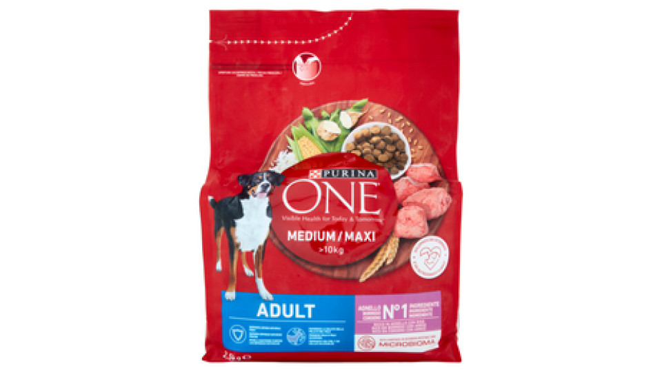 PURINA ONE Medium/Maxi Adult Ricco in Agnello con Riso 2,5 kg