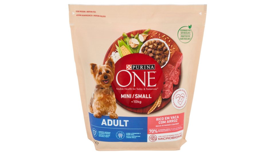 PURINA ONE Mini/Small Adult Ricco in Manzo con Riso 1,5 kg