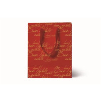 Serenity Shopper Buon Natale L fondo rosso , stampa oro a caldo , mis 32x42x11 cm