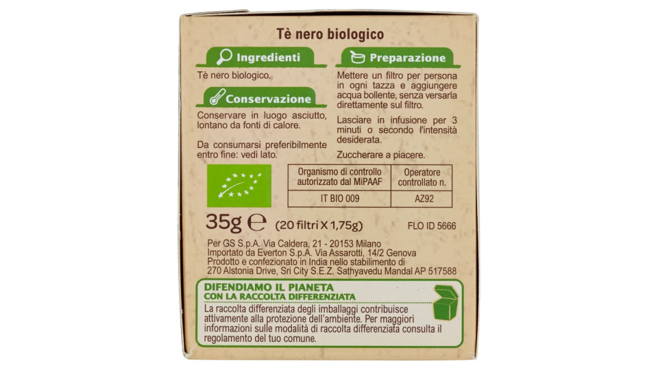Carrefour Bio Tè nero Biologico Origine India