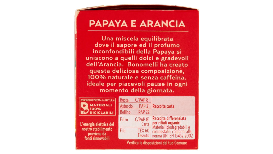 Bonomelli Infusi 100% Naturali Papaya e Arancia 10 Filtri