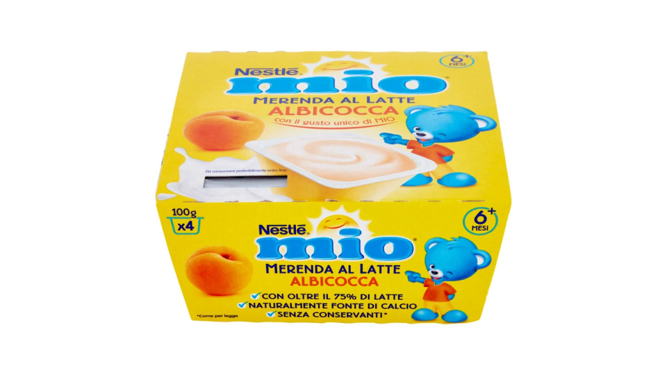 NESTLÉ MIO Merenda al Latte Albicocca da 6 mesi senza glutine 4 vasetti plastica