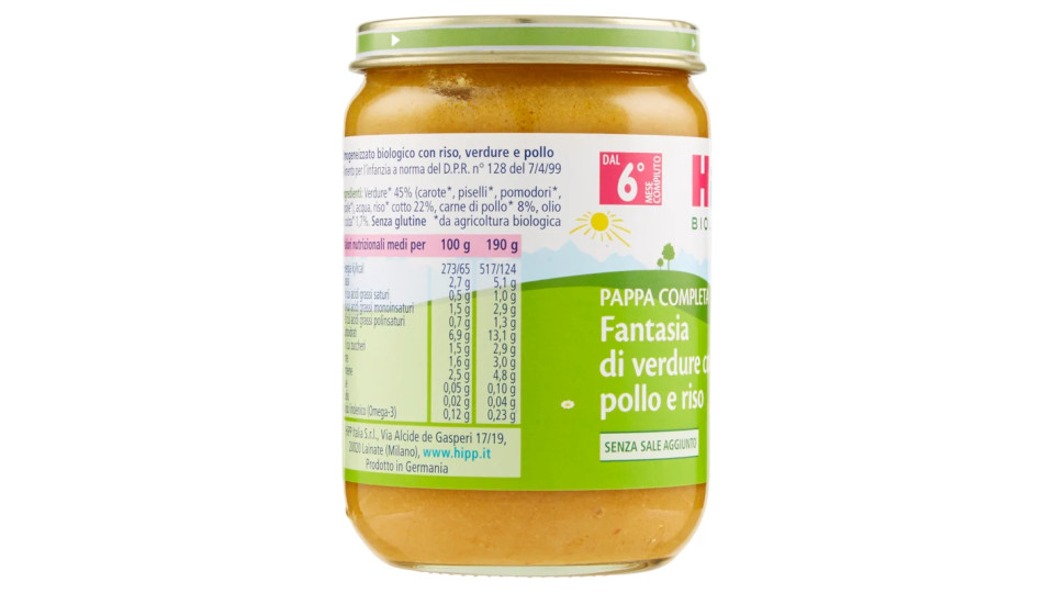 HiPP Biologico Pappa Completa Fantasia di verdure con pollo e riso