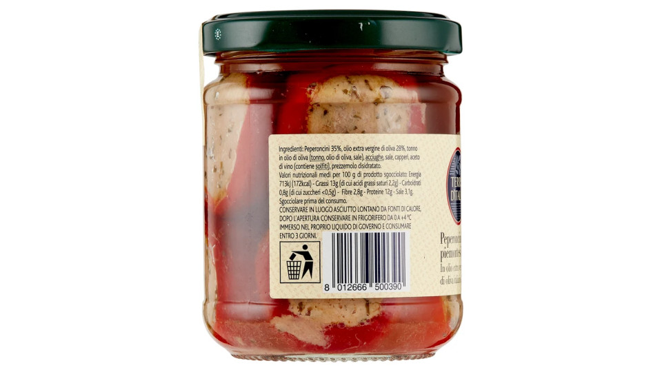 Terre d'Italia Peperoncini piemontesi farciti in olio extra vergine di oliva (28%)