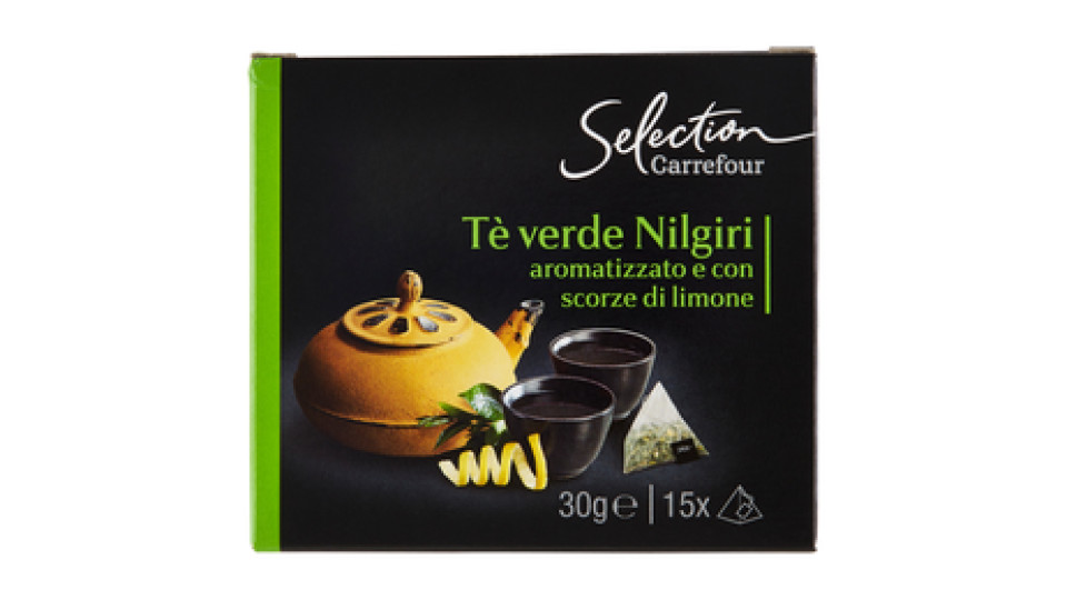 Carrefour Selection Tè verde Nilgiri aromatizzato e con scorze di limone