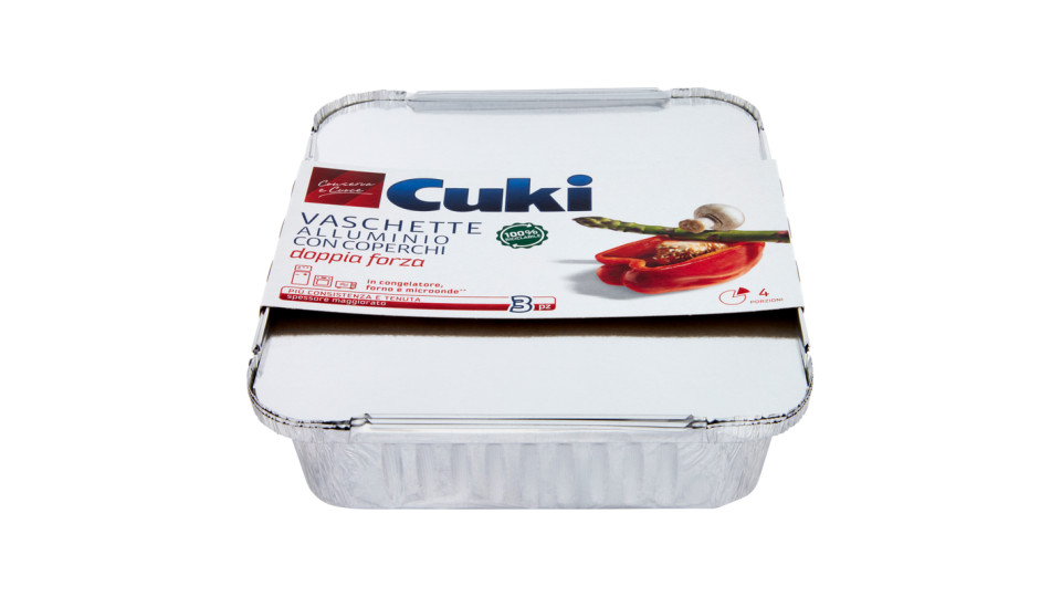 Cuki Conserva e Cuoce Vaschette alluminio con coperchi 6 porzioni