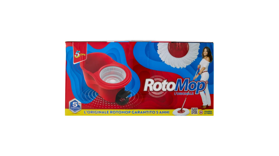 Super5 RotoMop Inox Kit Secchio + Mop con frange in microfibra