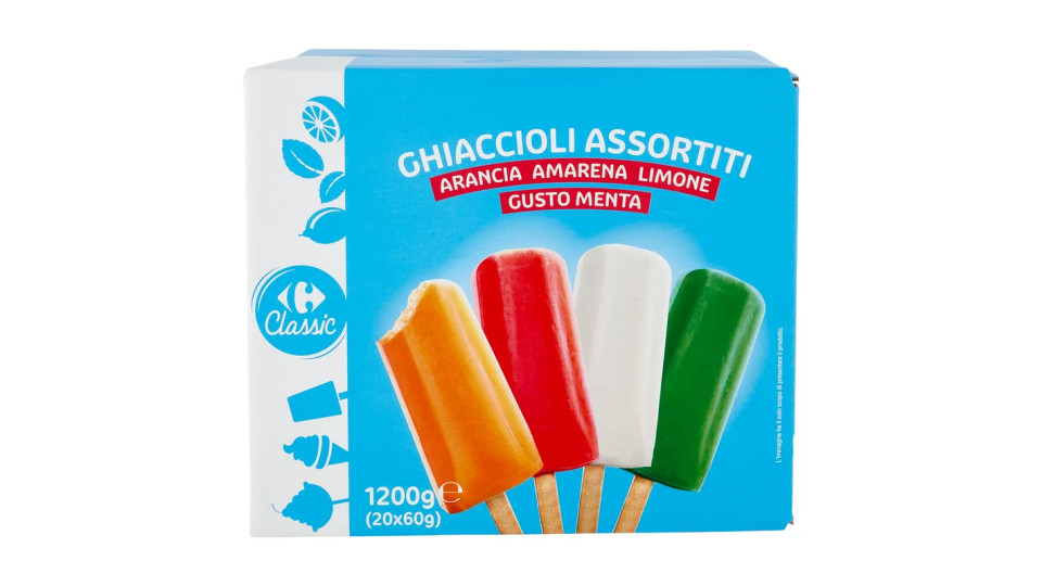 Carrefour Ghiaccioli Assortiti amarena, arancia, gusto menta, limone