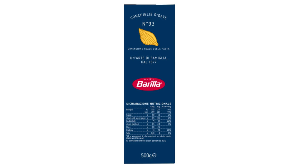 Barilla Conchiglie Rigate n.93