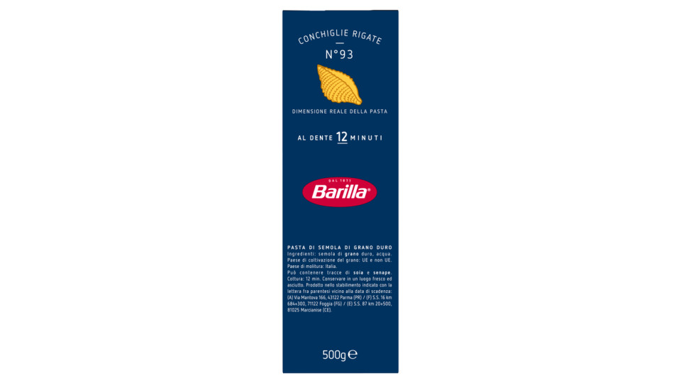 Barilla Conchiglie Rigate n.93