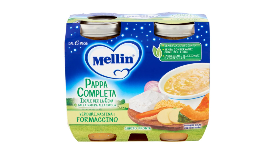 Mellin Pappa Completa Verdure, Pastina e Formaggino