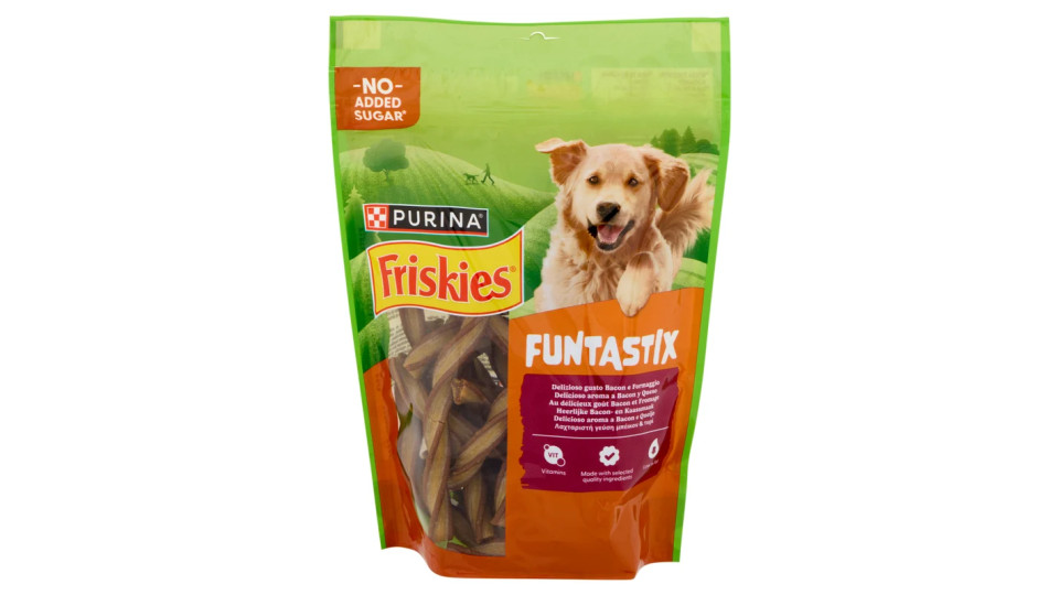 PURINA FRISKIES Funtastix Snack Cane al sapore di bacon e formaggio
