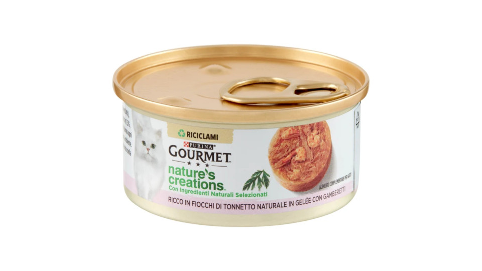 PURINA GOURMET Diamant Gatto Fiocchi di tonno in gelée con gamberetti lattina