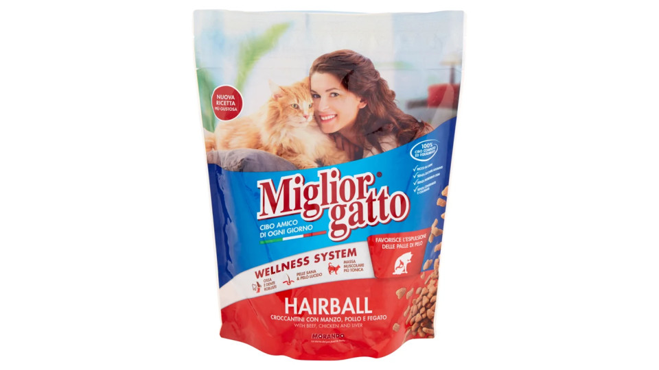 Migliorgatto Hairball Croccantini con Manzo, Pollo e Fegato