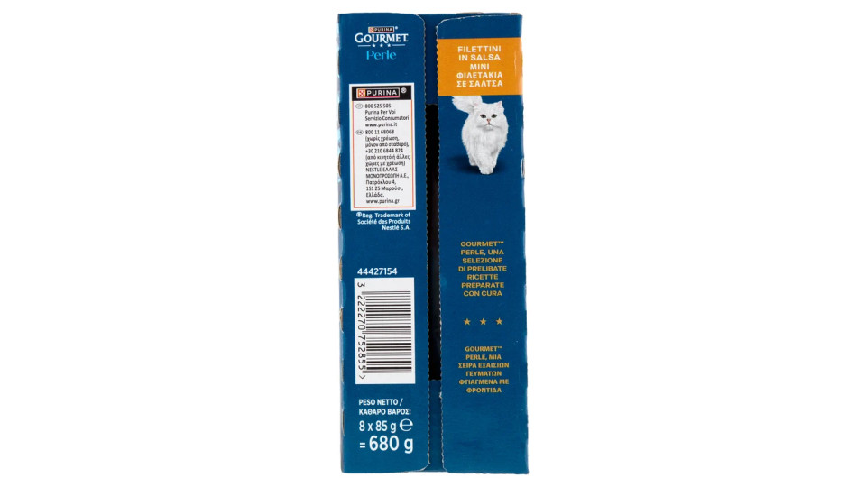 PURINA GOURMET Perle Gatto Filettini in salsa con tacchino, tonno, anatra e agnello