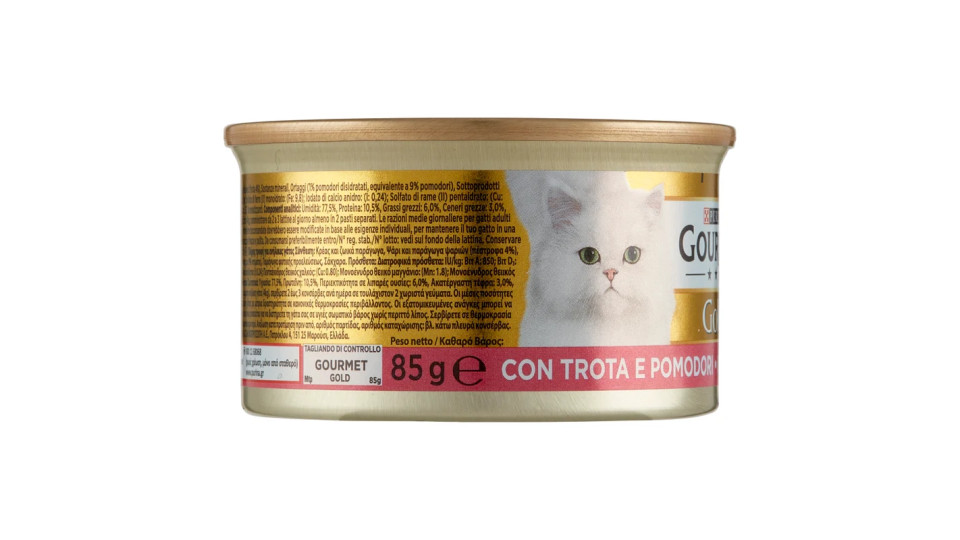 PURINA GOURMET Gold Gatto Mousse con Verdure con Trota e deliziosi Pomodori lattina