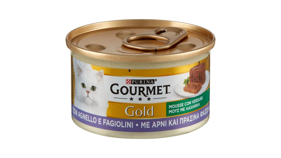 PURINA GOURMET Gold Gatto Mousse con Verdure con Agnello e squisiti Fagiolini lattina