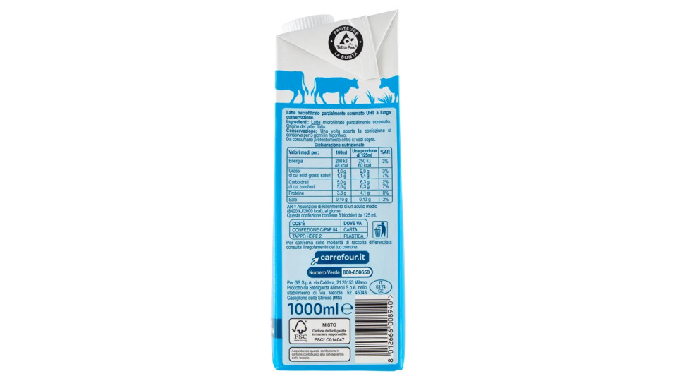 Carrefour Latte UHT Parzialmente Scremato