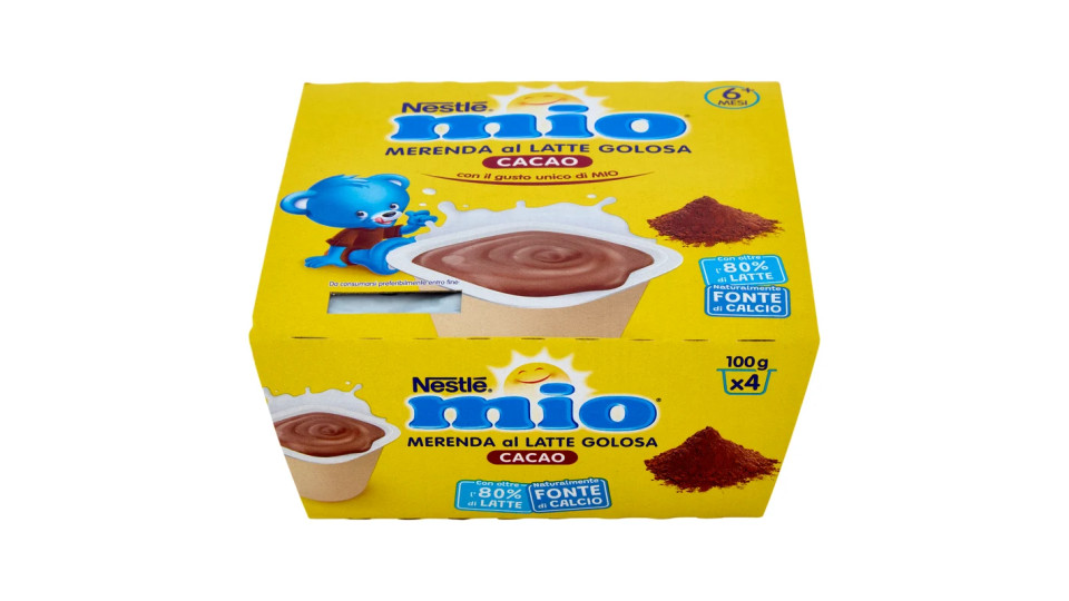 Nestle Mio Merenda al Latte Cacao, senza Glutine, da 6 Mesi, 4 Pezzi X