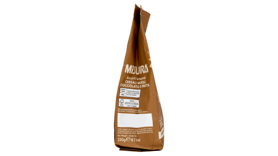 Misura Fibrextra Biscotti muesli cereali, frutta e cioccolato