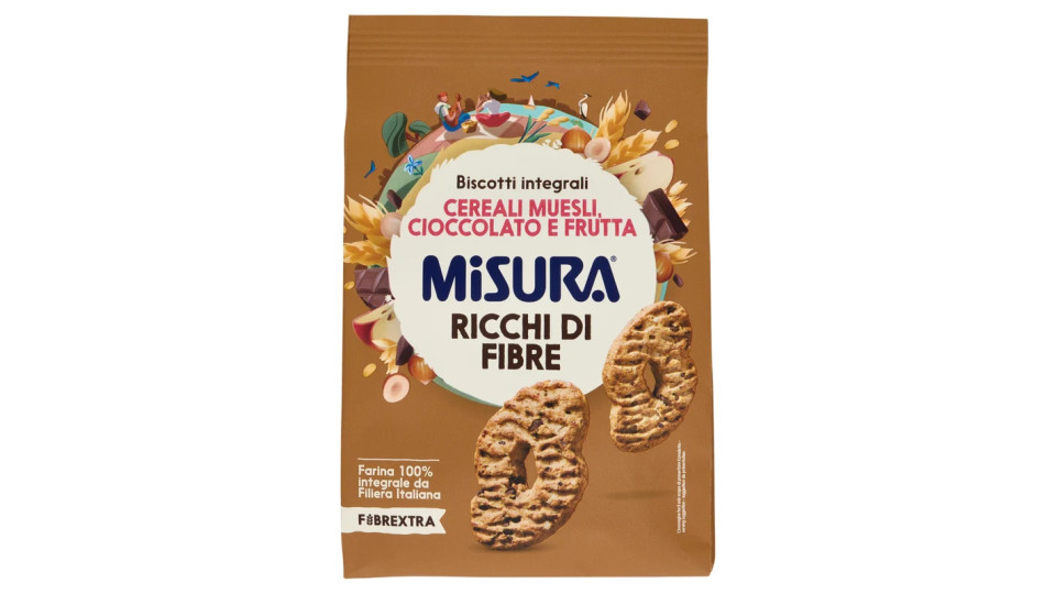 Misura Fibrextra Biscotti muesli cereali, frutta e cioccolato