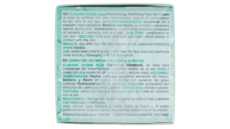 Clinians Hydra Plus Crema-Gel Idratante Opacizzante Pelli Miste o Grasse