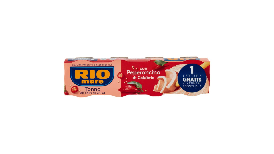 Rio Mare - Tonno, All'Olio Di Oliva Con Peperoncino, 4 Scatole Da 80 G