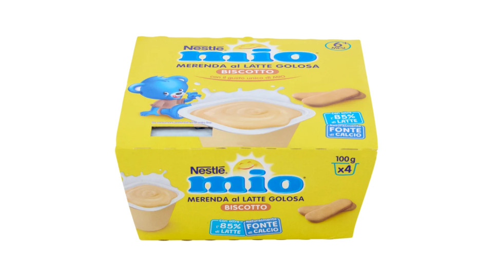 Nestlé Mio Merenda al Latte Biscotto da 6 Mesi 4 Vasetti Plastica da 100g [400 gr]