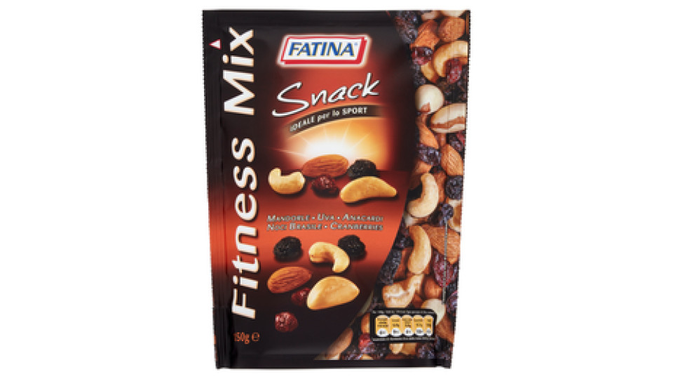 Fatina Snack Fitness Mix Mandorle - Uva - Anacardi - Noci Brasile - Cranberries 150 g