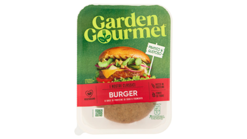 GARDEN GOURMET Burger vegetariano di soia saporito 150g (2 pezzi)