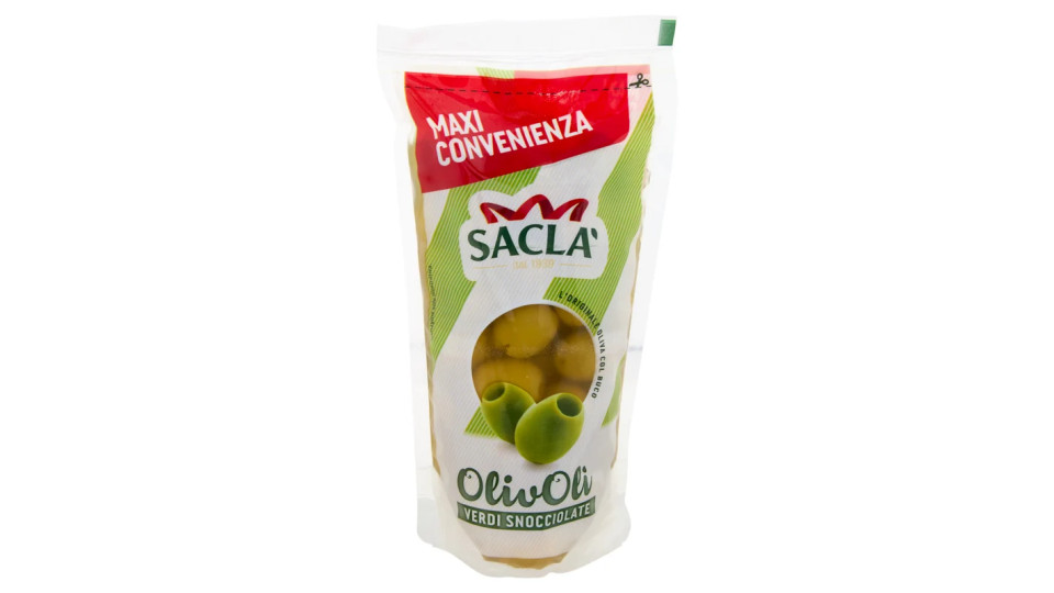 Saclà - Olivolì, Olive Verdi Snocciolate, in Salamoia