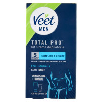 Veet Men Kit Depilazione Intima per Pelle Sensibile, Crema Depilatoria 100ml e Balsamo Post 50ml