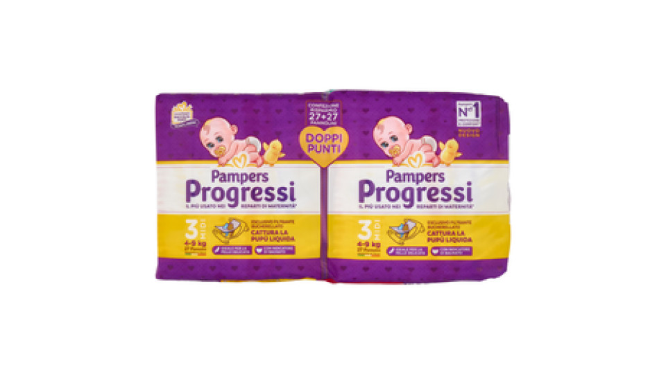 Pampers Progressi taglia 3 midi (4-9 Kg) conf.