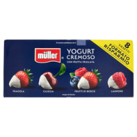müller Yogurt Cremoso con Frutta Frullata Fragola, Ciliegia, Frutti di Bosco, Lampone