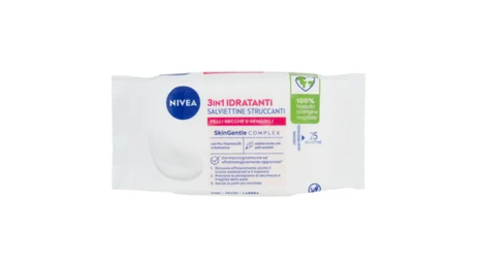 Nivea Salviettine Struccanti 3-in-1 Delicate Pelli Secche e Sensibili