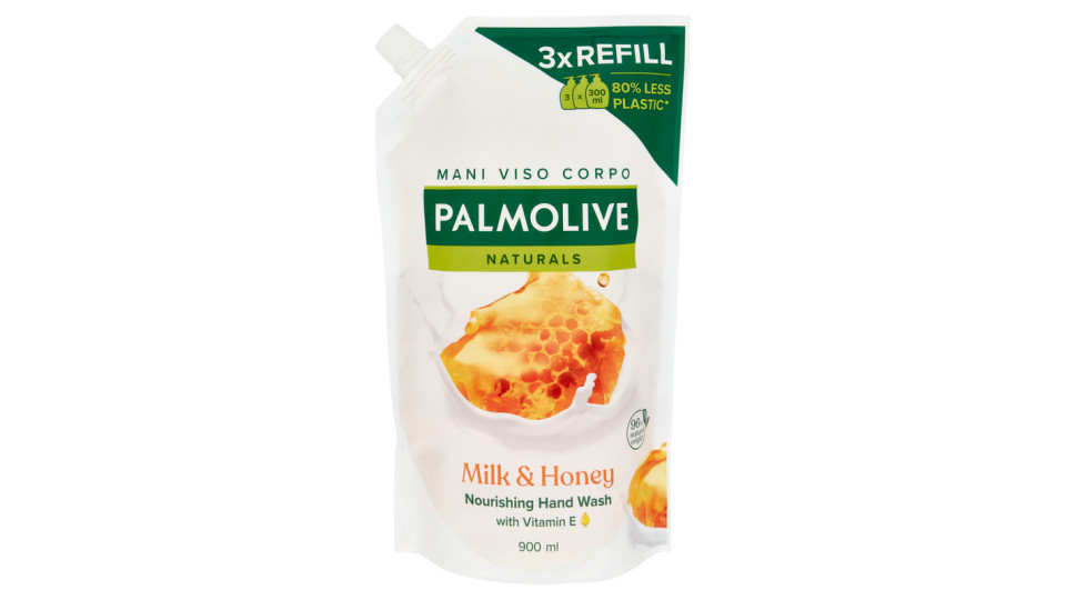 Palmolive ricarica sapone liquido mani Naturals Latte e Miele 900 ml