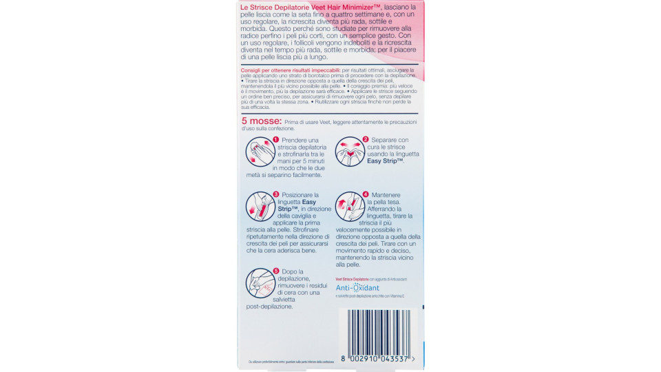 Veet Strisce Depilatorie Hair Minimizer Pelli Sensibili
