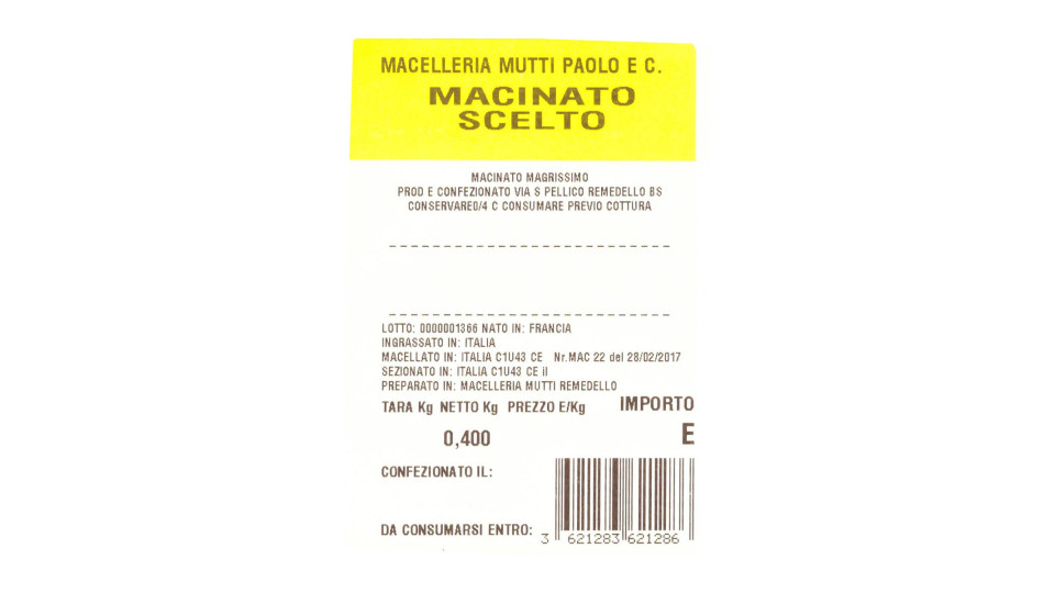 Macinato scelto Macelleria Mutti