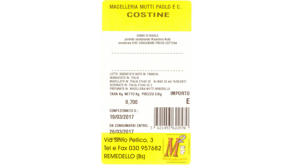 Costine di maiale Macelleria Mutti