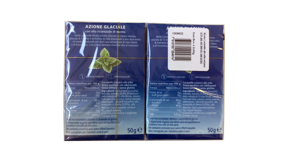 CARAMELLE SENZA ZUCCHERO AZIONE GLACIALE
