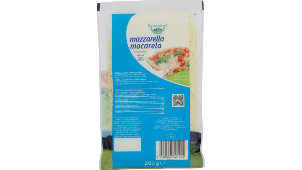 Bayernland mozzarella valfiorita Julienne 200 g