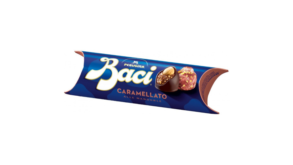 BACI PERUGINA Caramellato alle Mandorle Cioccolatini Fondenti ripieni al Gianduia Tubo 37,5g