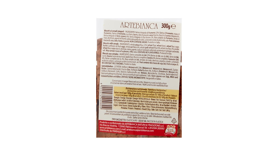 Artebianca Biscotti ai Cereali 300 g