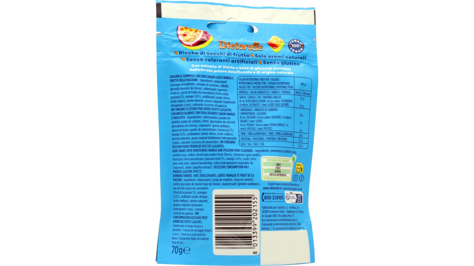 Dietorelle Sour Tropical! Caramelle Gommose Mango e Passion Fruit 70 g