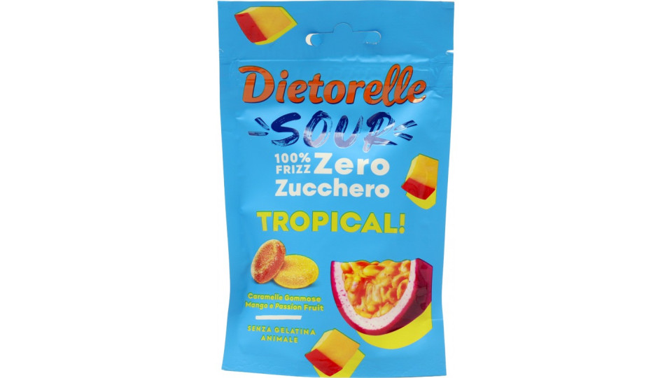 Dietorelle Sour Tropical! Caramelle Gommose Mango e Passion Fruit 70 g