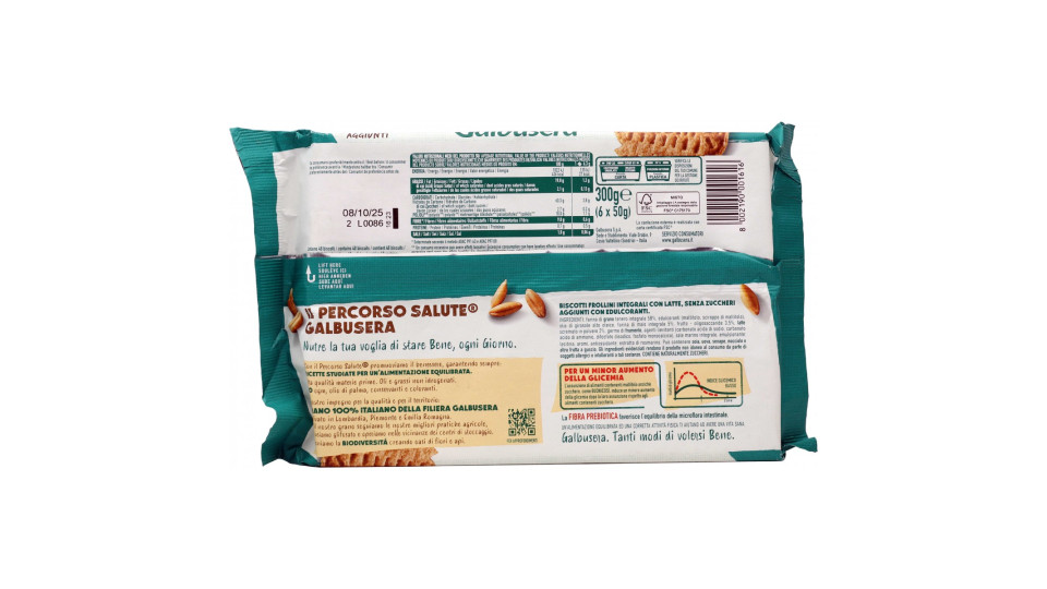 Galbusera BuoniCosi Senza Zuccheri Aggiunti Integrale Latte 6 x 50 g